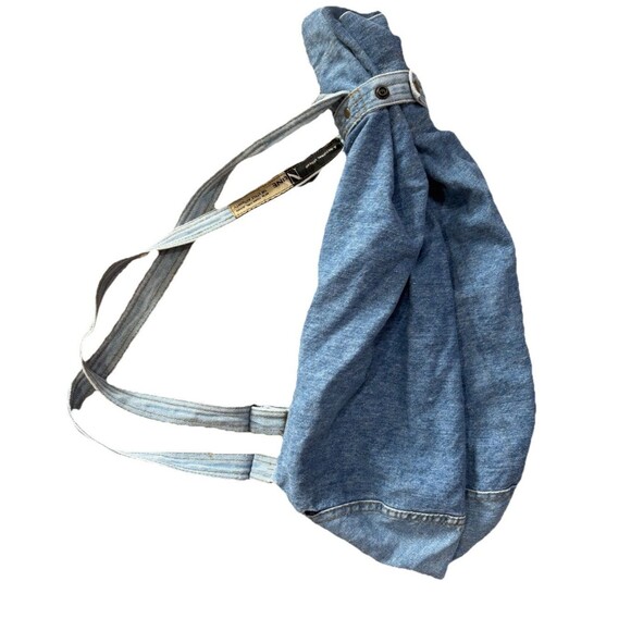 New York Line Vintage 90s Shoulder Bag Denim Backpack Hobo Blue Jeans - Picture 2 of 6